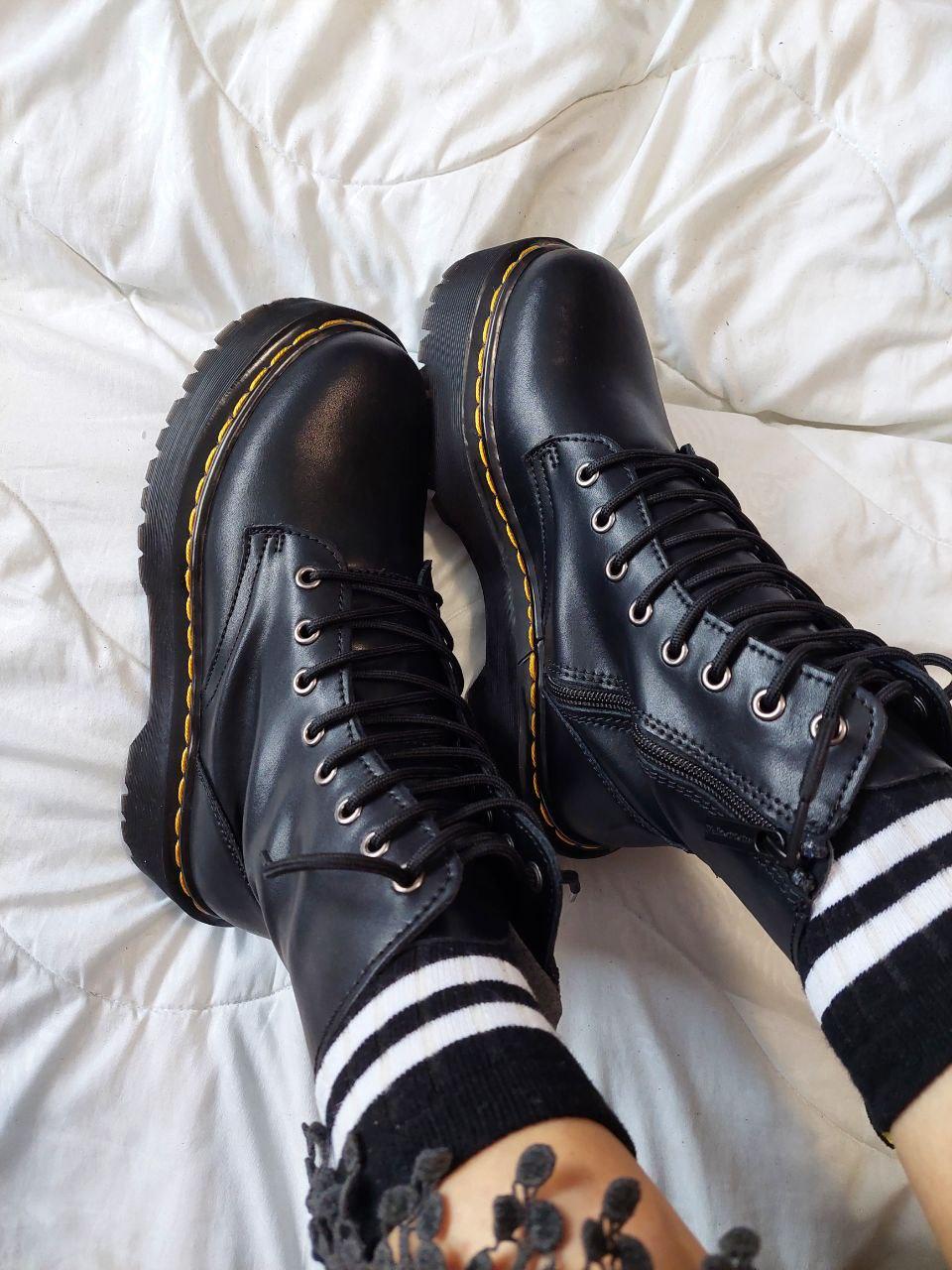 Жіночі зимові черевики Dr. Martens Jadon Black high Fur (чорні) стильні чоботи шнурівка хутро artDM06 vkross