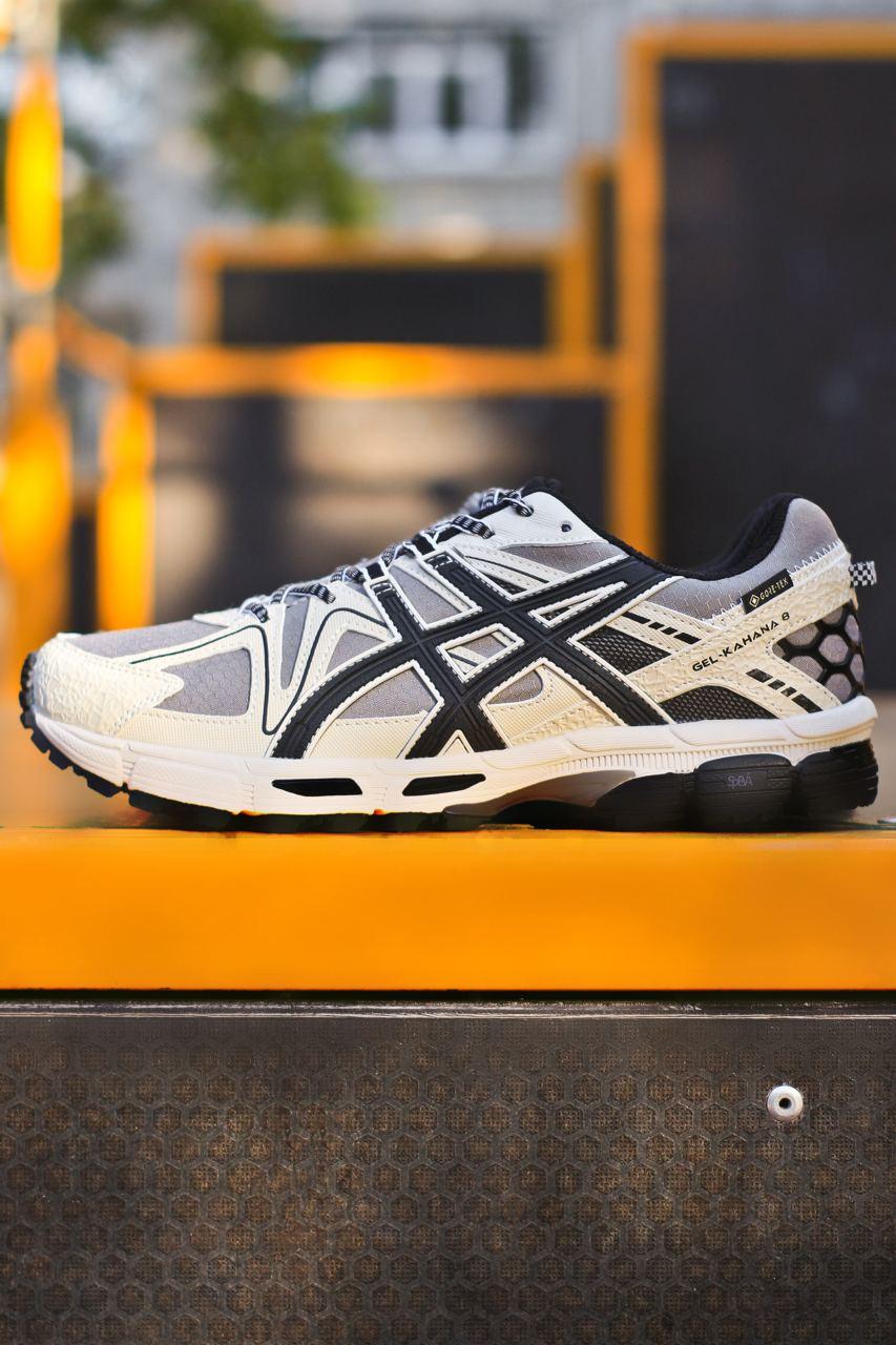 Чоловічі повсякденні кросівки Asics Gel-Kahana 8 White/Black Gore-Tex (білі з чорним) демісезон 1162 Асікс vkross