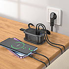 Мережевий зарядний пристрій подовжувач Hoco NS7 2 USB/Type-C PD 20 W 1 розетка 1.1m black, фото 2