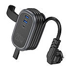 Мережевий зарядний пристрій подовжувач Hoco NS7 2 USB/Type-C PD 20 W 1 розетка 1.1m black, фото 3