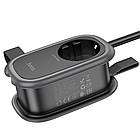 Мережевий зарядний пристрій подовжувач Hoco NS6 2 USB/Type-C 1 розетка 1.1m black, фото 6