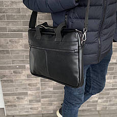 Чоловіча сумка для ноутбука документів офісна через плече чорна екошкіра Nout diplomat 3.0, фото 2