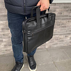 Чоловіча сумка для ноутбука документів офісна через плече чорна екошкіра Nout diplomat 3.0, фото 3
