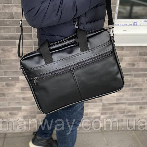 Чоловіча сумка для ноутбука документів офісна через плече чорна екошкіра Nout diplomat 3.0, фото 1