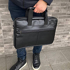 Чоловіча сумка для ноутбука документів офісна через плече чорна екошкіра Nout diplomat 3.0, фото 5