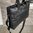 Чоловіча сумка для ноутбука документів офісна через плече чорна екошкіра Nout diplomat 3.0, фото 6