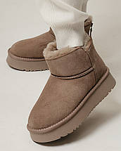 Уги Prima d'Arte 238272 36 сіро-бежеве замшеве хутро, фото 2