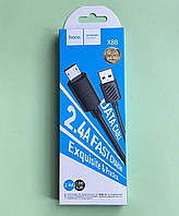 Кабель USB - штекер microUSB, 2.4А, колір - чорний, довжина 1 м