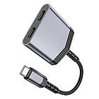 Адаптер перехідник Hoco LS40 аудіоконвертер 2 Type-C to Type-C metal gray, фото 6