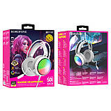 TU Навушники накладні Borofone BO108 ігрові з мікрофоном і LED-підсвіткою Jack 3.5 white, фото 5