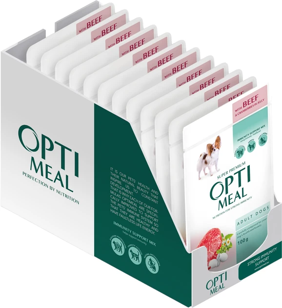 Optimeal паучі для собак 100г*12шт (яловичина та журавлина у желе)
