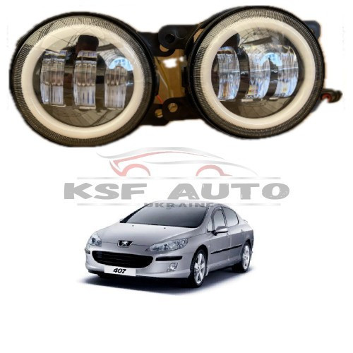 Протитуманітні світлодіодні фари Peugeot 407 Ангельські очі