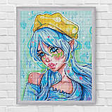 Алмазна мозаїка/вишивка Блакитноока модниця з голограмними стразами 40*50 см Ідейка AMO 7606, фото 6