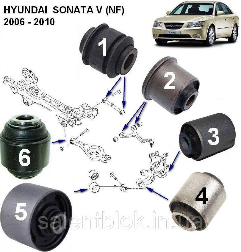 Сайлентблоки HYUNDAI SONATA V (NF) 2006-2010 комплект  ЗАДНЯ  підвеска 16шт ОРИГІНАЛЬНІ