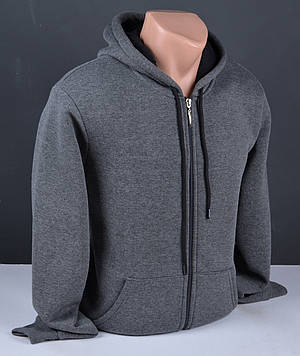 Чоловічий батник на блискавці з начосом великого розміру | Толстовка чоловіча на флісі сіра Туреччина 6166 Б
