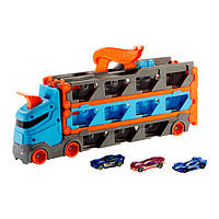 Трек Hot Wheels City Вантажівка-транспортер Суперперегони 2 в 1 (GVG37) оригінальна іграшка