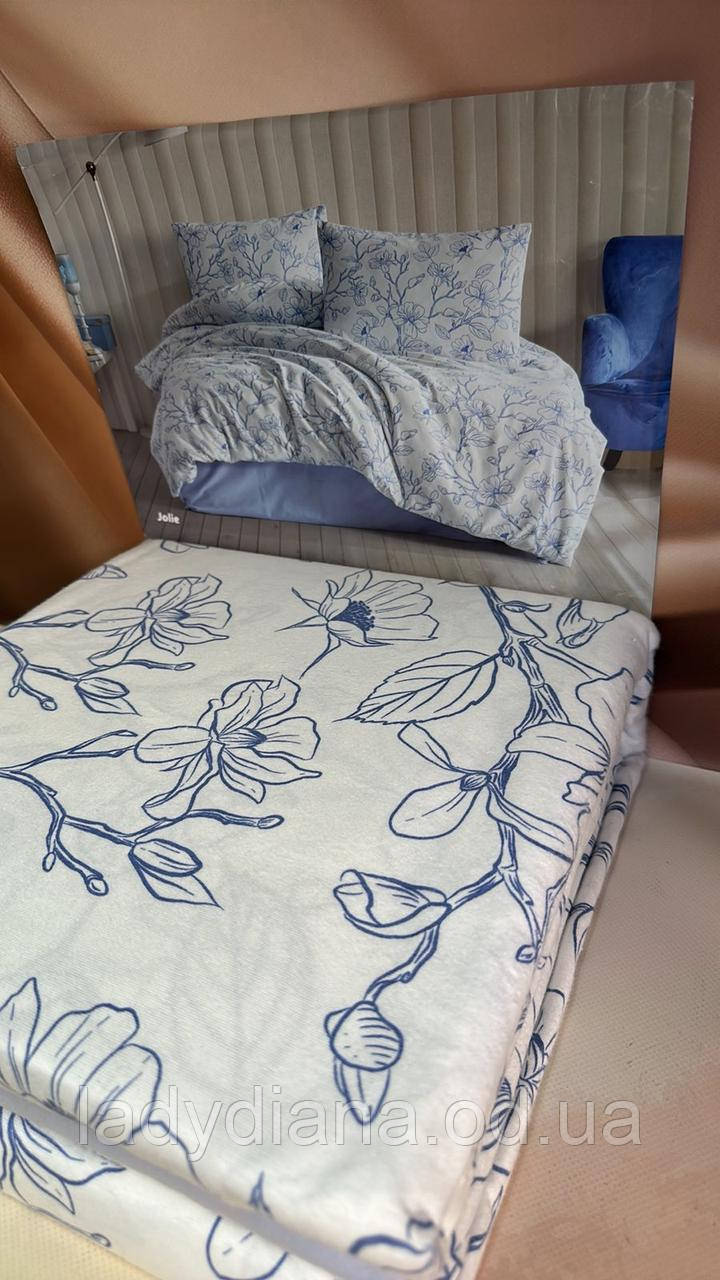 Байкова постільна білизна фланель тепла бавовняна натуральна полуторна 160*220 см Туреччина Elita