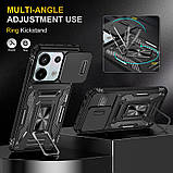 Чохол броньований протиударний для Xiaomi Redmi Note 13 Pro 5G ЧОРНИЙ Чехол на телефон з підставкою шторкою, фото 7