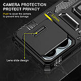 Чохол броньований протиударний для Xiaomi Redmi Note 13 Pro 5G ЧОРНИЙ Чехол на телефон з підставкою шторкою, фото 6