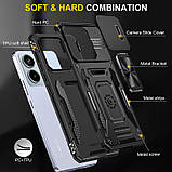 Противоударный чехол на Xiaomi Poco X6 5G КРАСНЫЙ бронированый чохол на телефон з підставкою і шторкою, фото 3