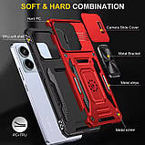 Протиударний чохол для Xiaomi redmi Note 13 4G червоний, чохол на redmi Note 13 4G з кільцем шторкою червоний, фото 7