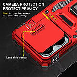 Протиударний чохол для Xiaomi redmi Note 13 4G червоний, чохол на redmi Note 13 4G з кільцем шторкою червоний, фото 3