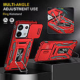 Протиударний чохол для Xiaomi redmi Note 13 4G червоний, чохол на redmi Note 13 4G з кільцем шторкою червоний, фото 6