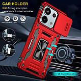 Протиударний чохол для Xiaomi redmi Note 13 4G червоний, чохол на redmi Note 13 4G з кільцем шторкою червоний, фото 4
