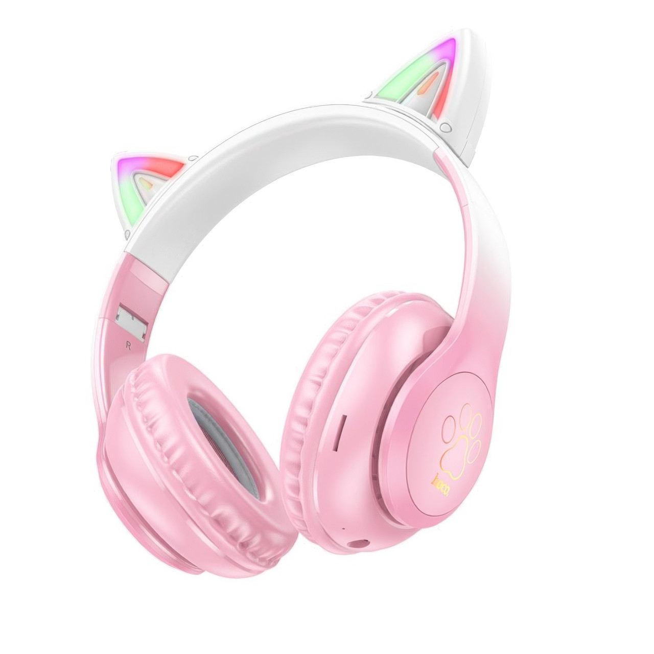 Bluetooth навушники з підсвіткою й вушками Hoco W42 Cat Ear Рожеві, навушники бездротові з мікрофоном (ST), фото 1