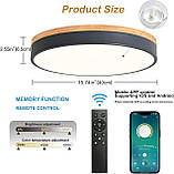 Сучасний світлодіодний стельовий світильник Qamra Wood, круглий світильник стельовий, 3000 K - 6500 K стельові світильники, фото 4