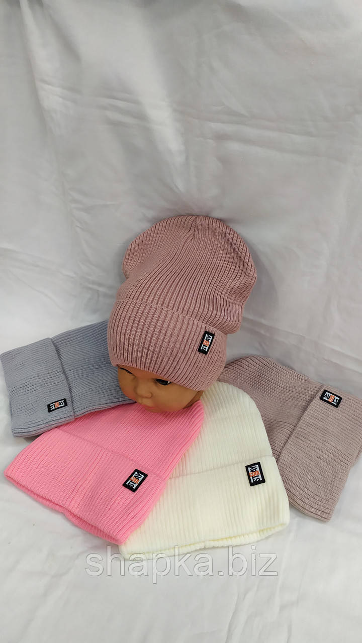 Шапка дитяча в'язана на флісі, фото 1