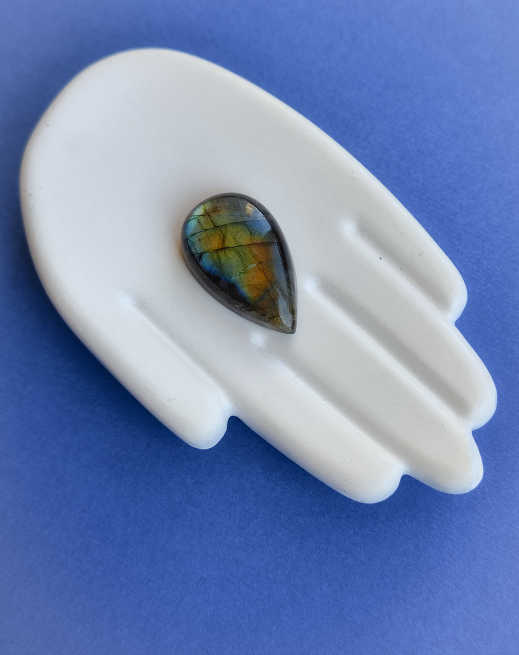 Лабрадор крапля камінь без оправи. Кабошон натуральний лабрадор 25*16*8 мм. Індія., фото 1