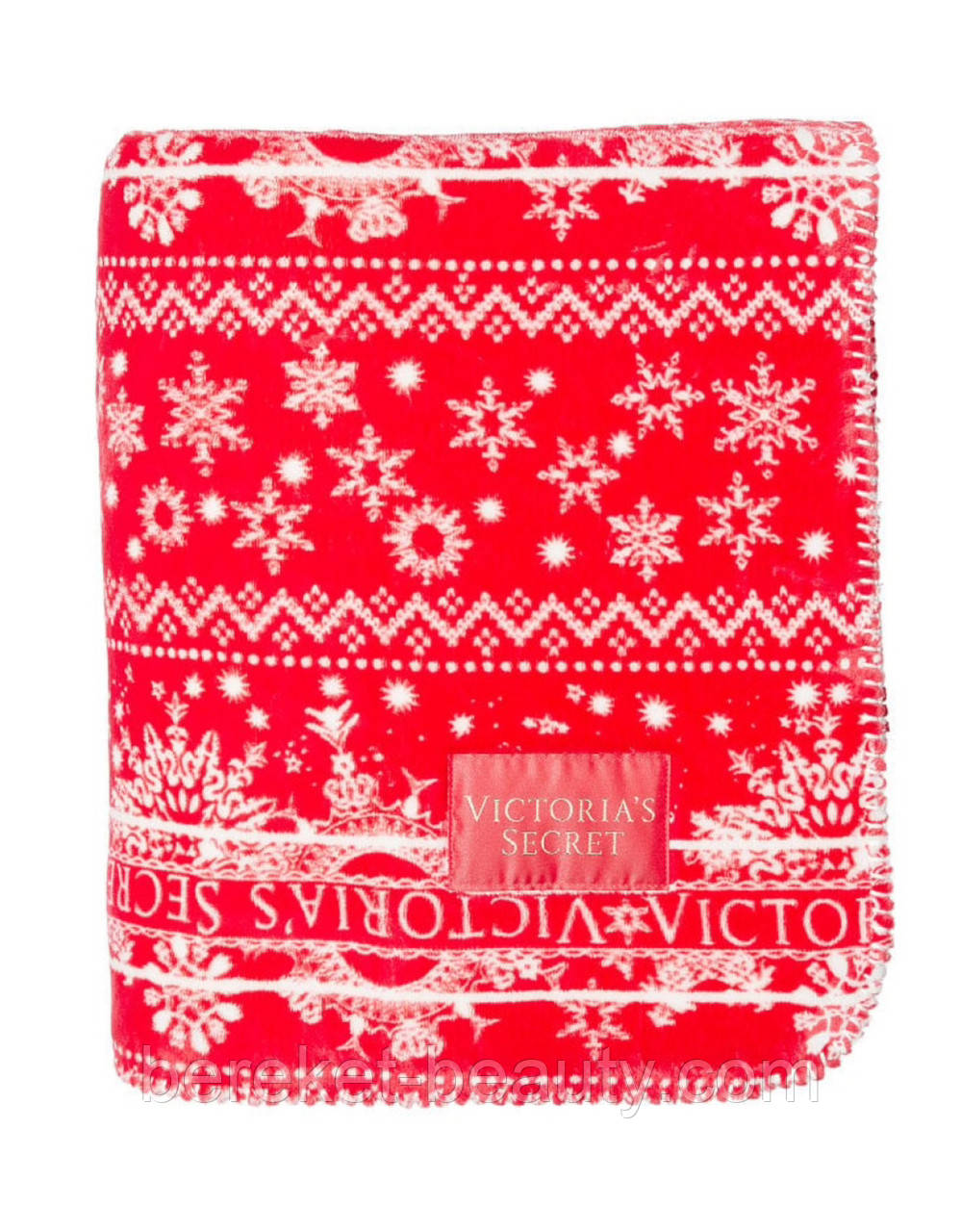 Плед Victoria's Secret Plush Fleece Blanket (Red Fair Isle Snowflake)