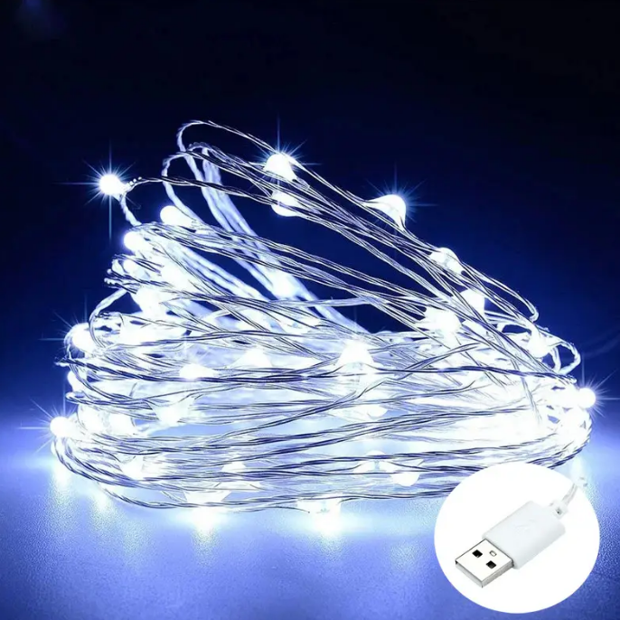 Світлодіодна гірлянда USB LED Крапля роси на дроті 5 м на 50 лампочок