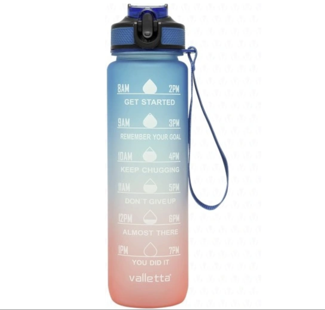 Мотиваційна пляшка для води Refill 1л з часом Orange-Green