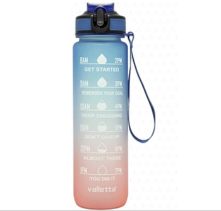 Мотиваційна пляшка для води Refill 1л з часом Orange-Green