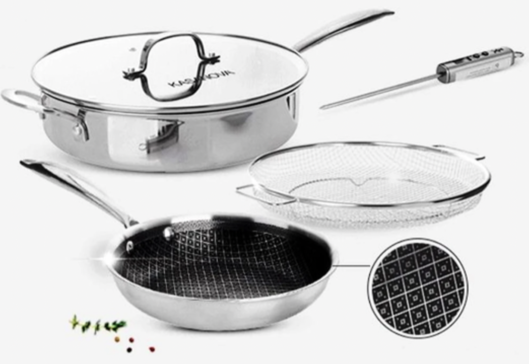 Набір посуду з антипригарним покриттям 5 предметів Kasanova Італія + кухонний термометр, фото 1