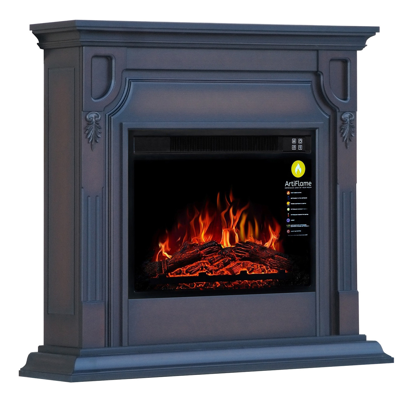 Камінокомплект кутовий ArtiFlame TORONTO AF23S МАХАГОН КОРИЧНЕВИЙ АНТИК (зі звуком), фото 1