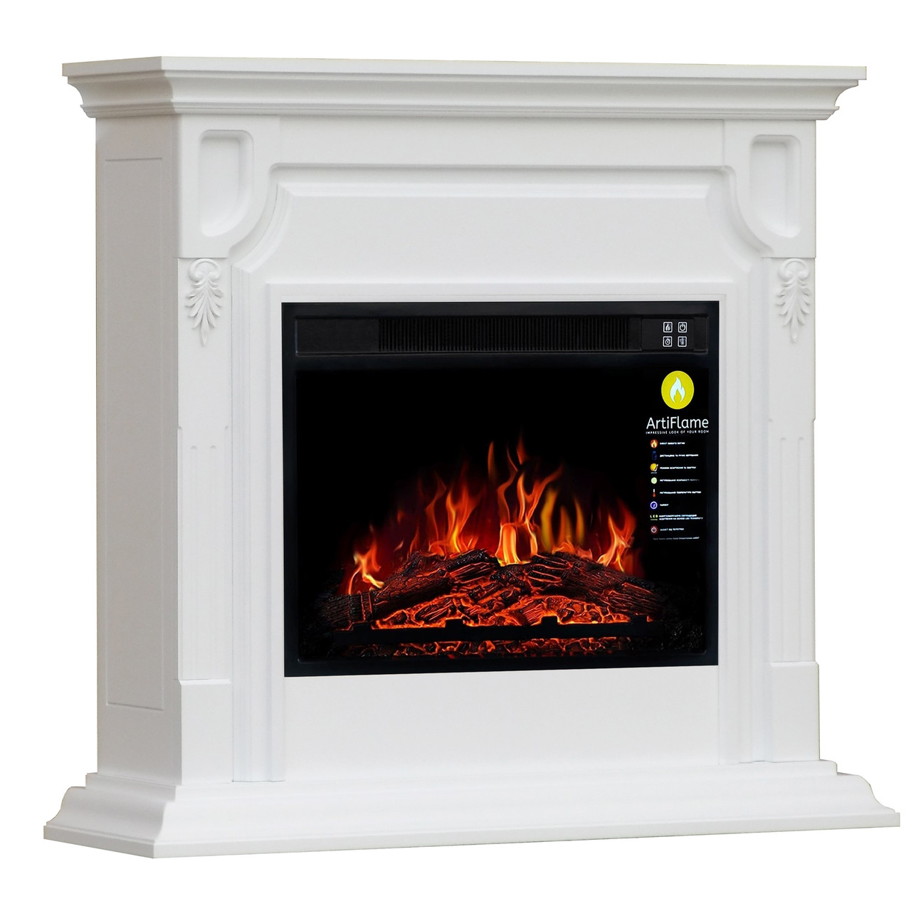 Камінокомплект кутовий ArtiFlame TORONTO AF23S БІЛИЙ Б'ЯНКО (зі звуком), фото 1