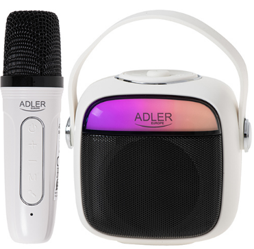 Колонка караоке Adler AD 1199 біла з мікрофоном - SD/USB/AUX/Bluetooth