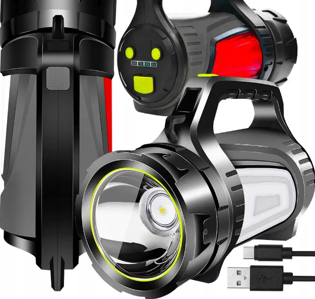 Потужний акумуляторний ліхтар LED XM-L T6 12526 із вбудованим Power-банком (8000 мАг, 8 год., Польща)