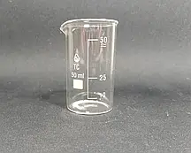 Склянка висока скляна, В-1-50 ТС, 50 мл із носиком та друкованою шкалою. Україна