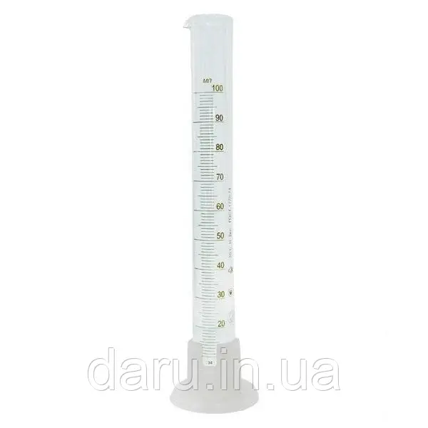 Циліндр скляний, 1-100-2 ГОСТ 1770-74, 100 мл із носиком і шкалою. Україна, фото 1