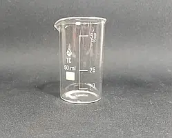 Склянка висока скляна, В-1-50 ТС, 50 мл із носиком і друкованою шкалою. Україна