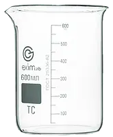 Склянка низька скляна, Н-1-600 ТС, 600 мл із носиком і друкованою шкалою. Україна