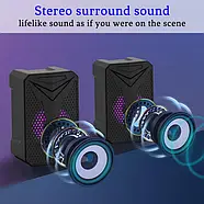 Настільні комп'ютерні стерео колонки зі світлодіодним підсвічуванням Aoas e-005 Акустика для ноутбуків та ПК, фото 8