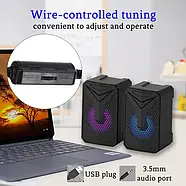 Настільні комп'ютерні стерео колонки зі світлодіодним підсвічуванням Aoas e-005 Акустика для ноутбуків та ПК, фото 4