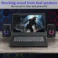 Настільні комп'ютерні стерео колонки зі світлодіодним підсвічуванням Aoas e-005 Акустика для ноутбуків та ПК, фото 6