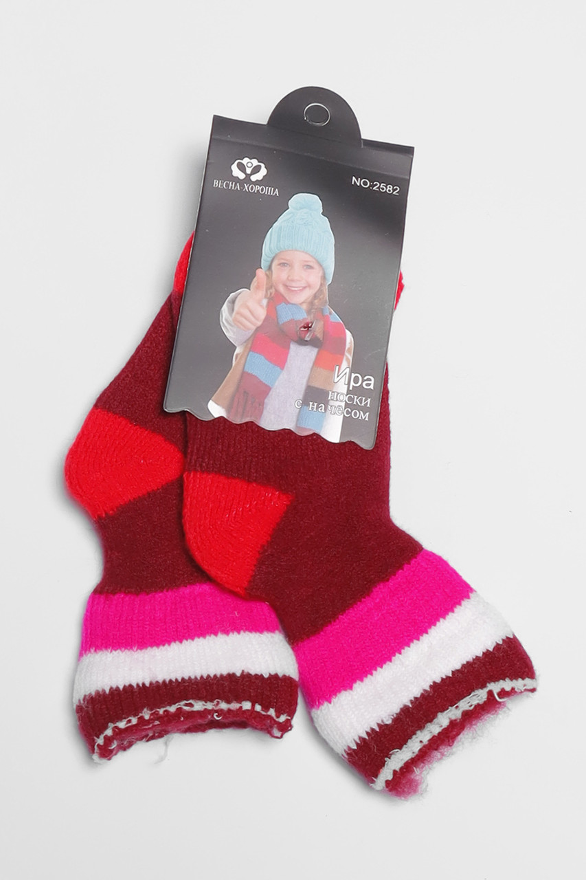 Шкарпетки дитячі з начісом бордового кольору р.3-6 191016S, фото 1