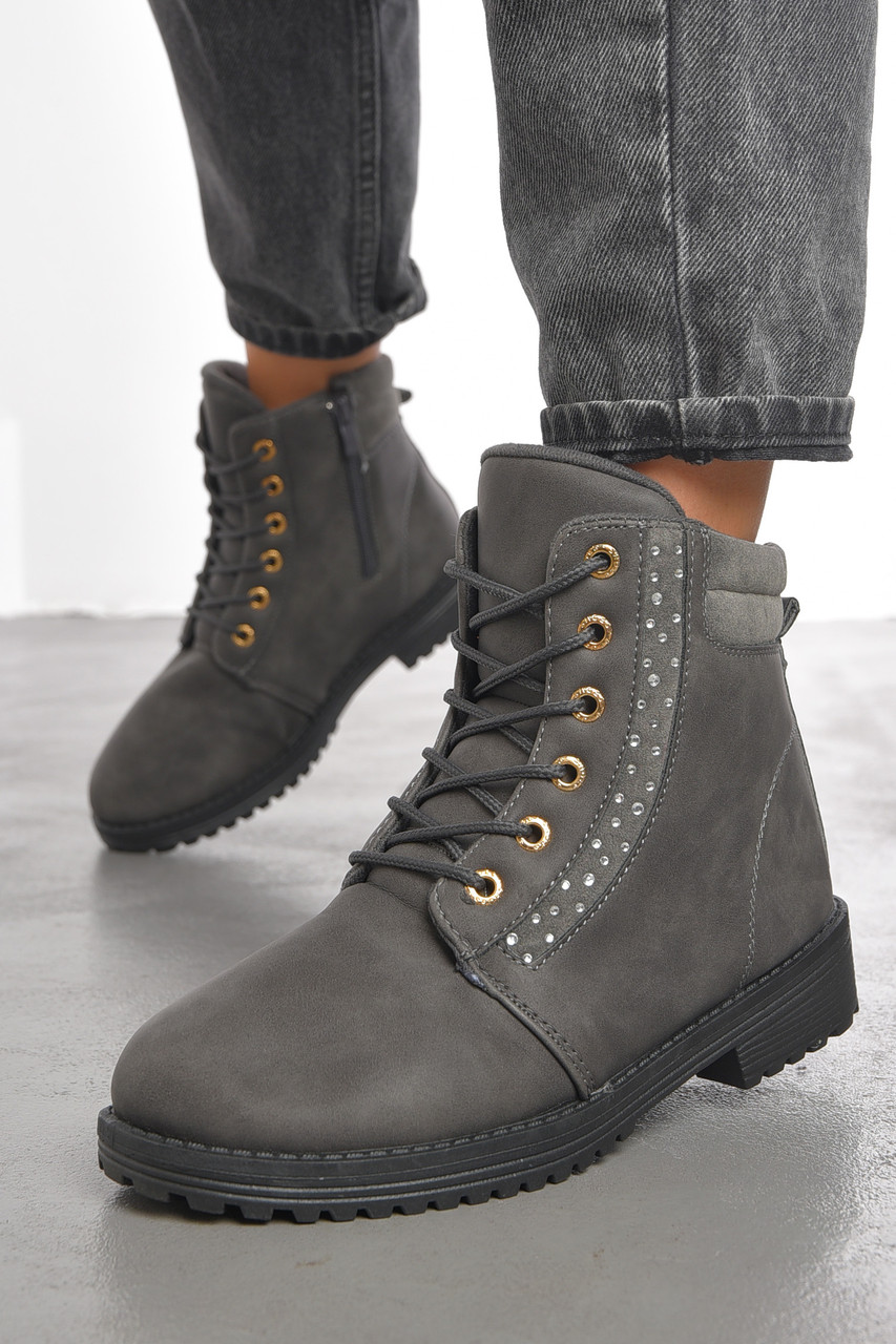 Ботинки женские зима серого цвета на меху 192265M (ID#2373047509), цена ...